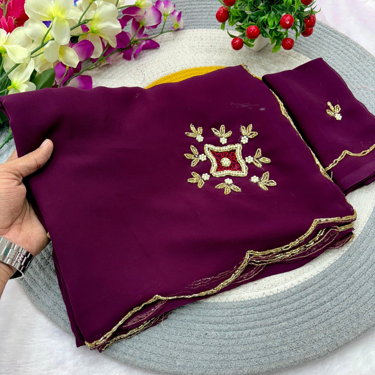 Georgette Hand Work Saree
