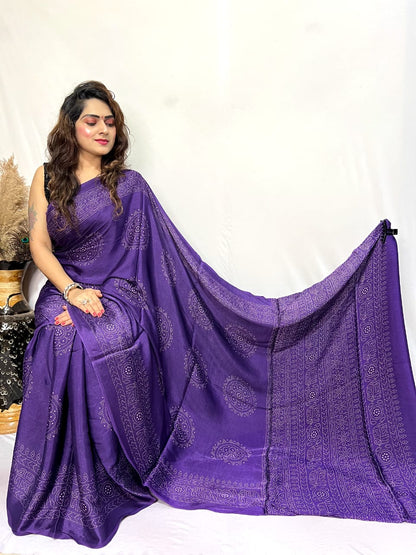 Modal Silk Ajrakh Print Premium Saree - Premium  from Ethenika.com  - Just INR 3490! Shop now at Ethenika.com 