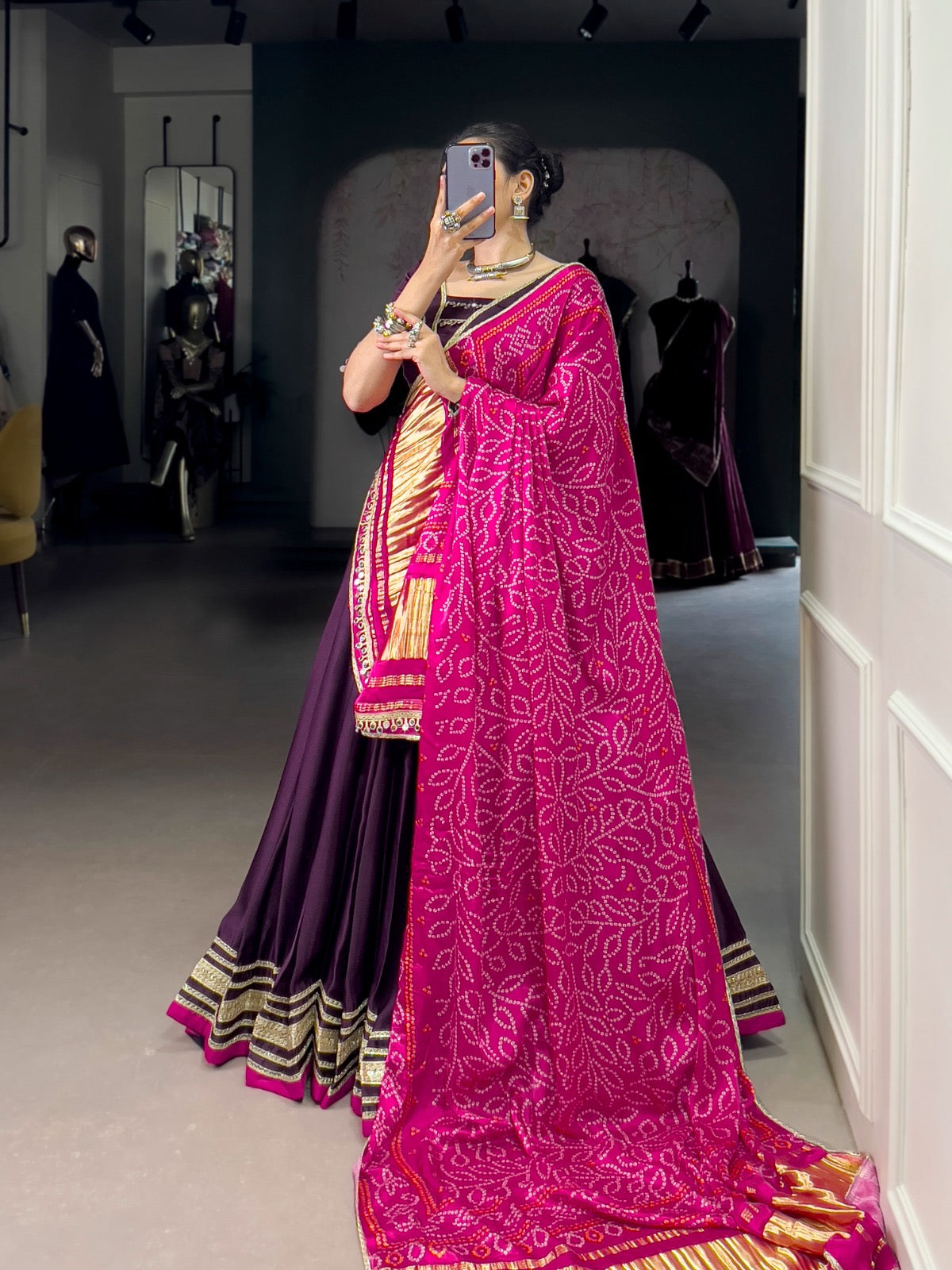 Pastel Silk Georgette Mirror Work Navratri Special Designer Chaniya Choli (Ready to Wear)