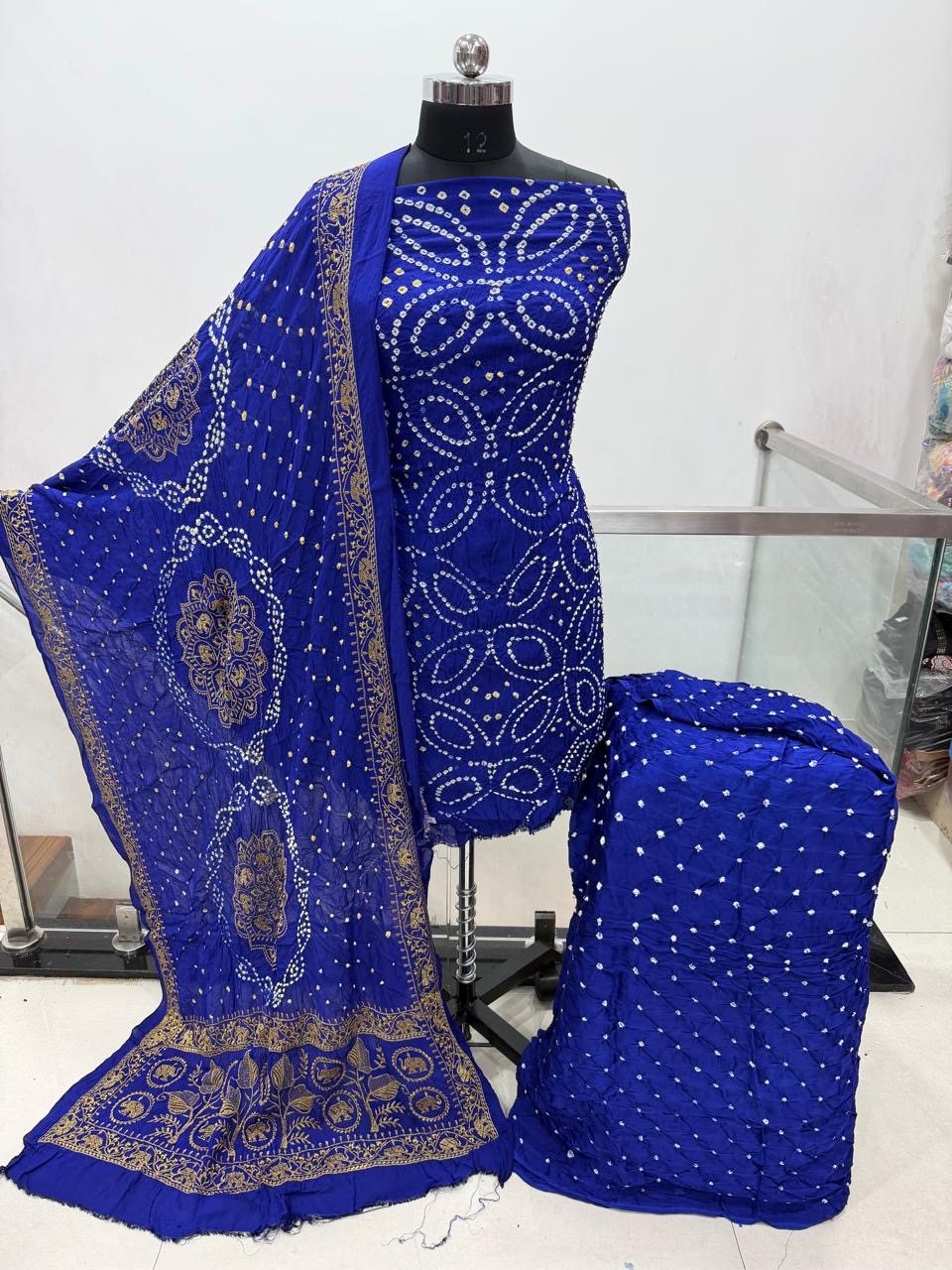 Moda Silk Rai Bandhej Work Silk Bandhani Dress Material