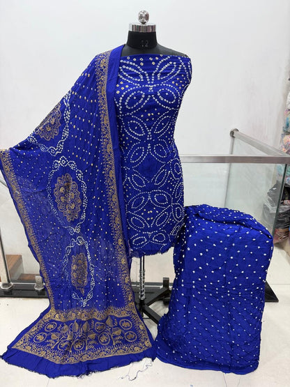 Moda Silk Rai Bandhej Work Silk Bandhani Dress Material