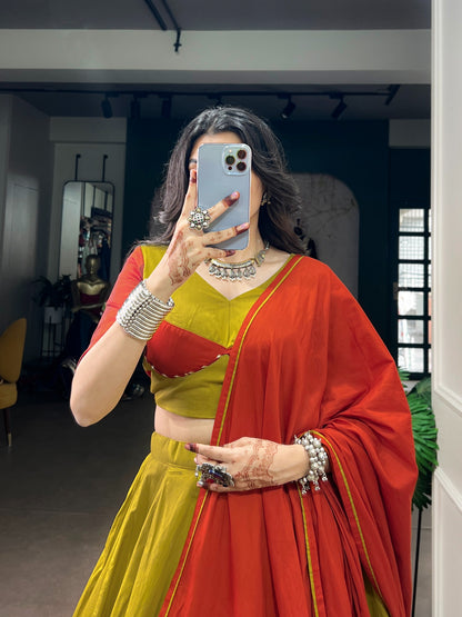 Dhabu Cotton Garba Special Designer Chaniya Choli Set(Ready to Wear)