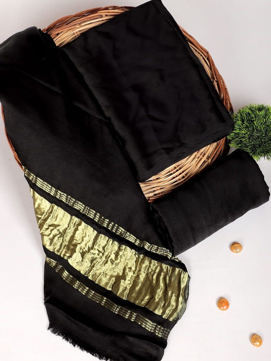 Chanderi Silk Plain Concept Dress Material with Zari Weaving Dupatta (Unstitched)