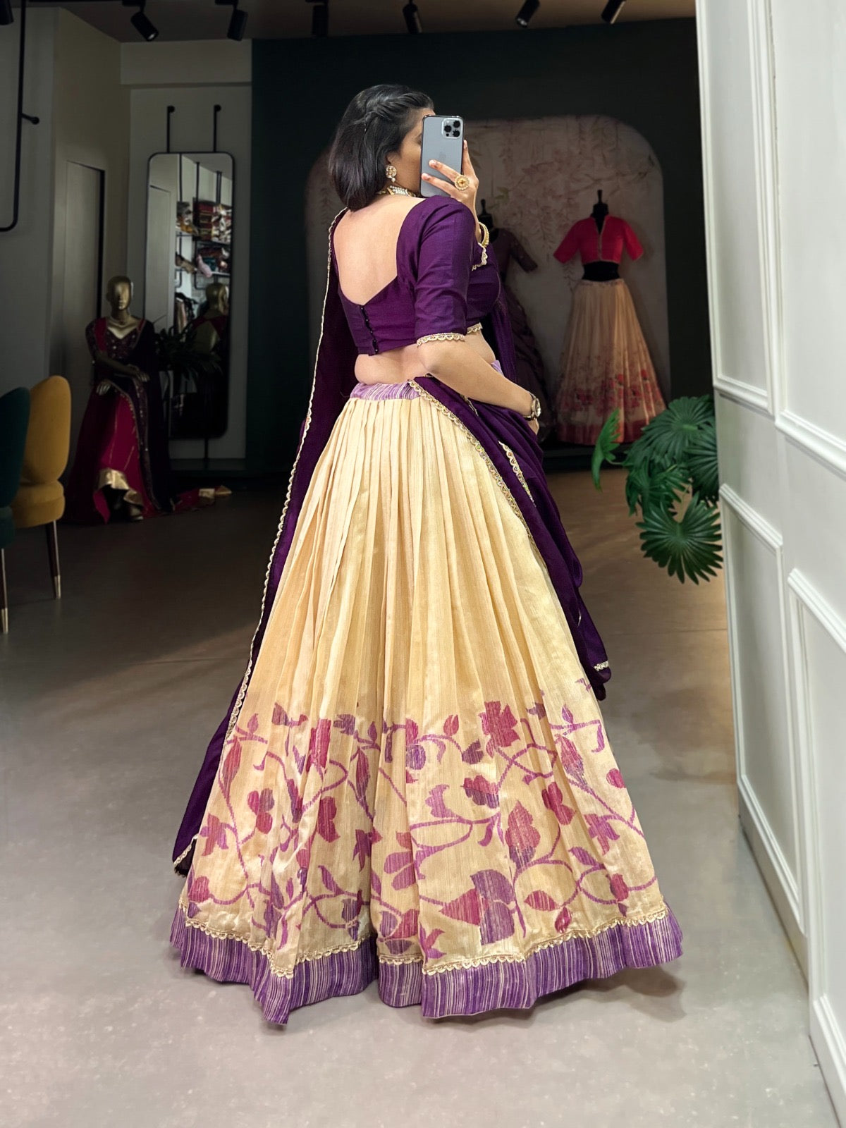 Green Silk Printed Lace work Lehenga Choli Set - Premium  from Ethenika.com  - Just INR 4990! Shop now at Ethenika.com 