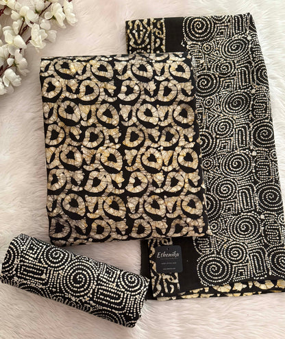 Ethenika Trending Cotton Batik Unstitched Dress Material for Summer