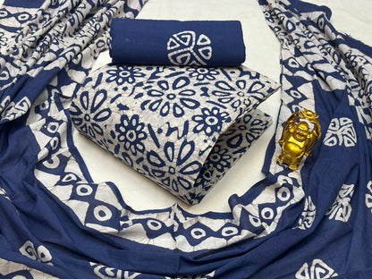 Cotton Hand Block Wax Batik Dress Material