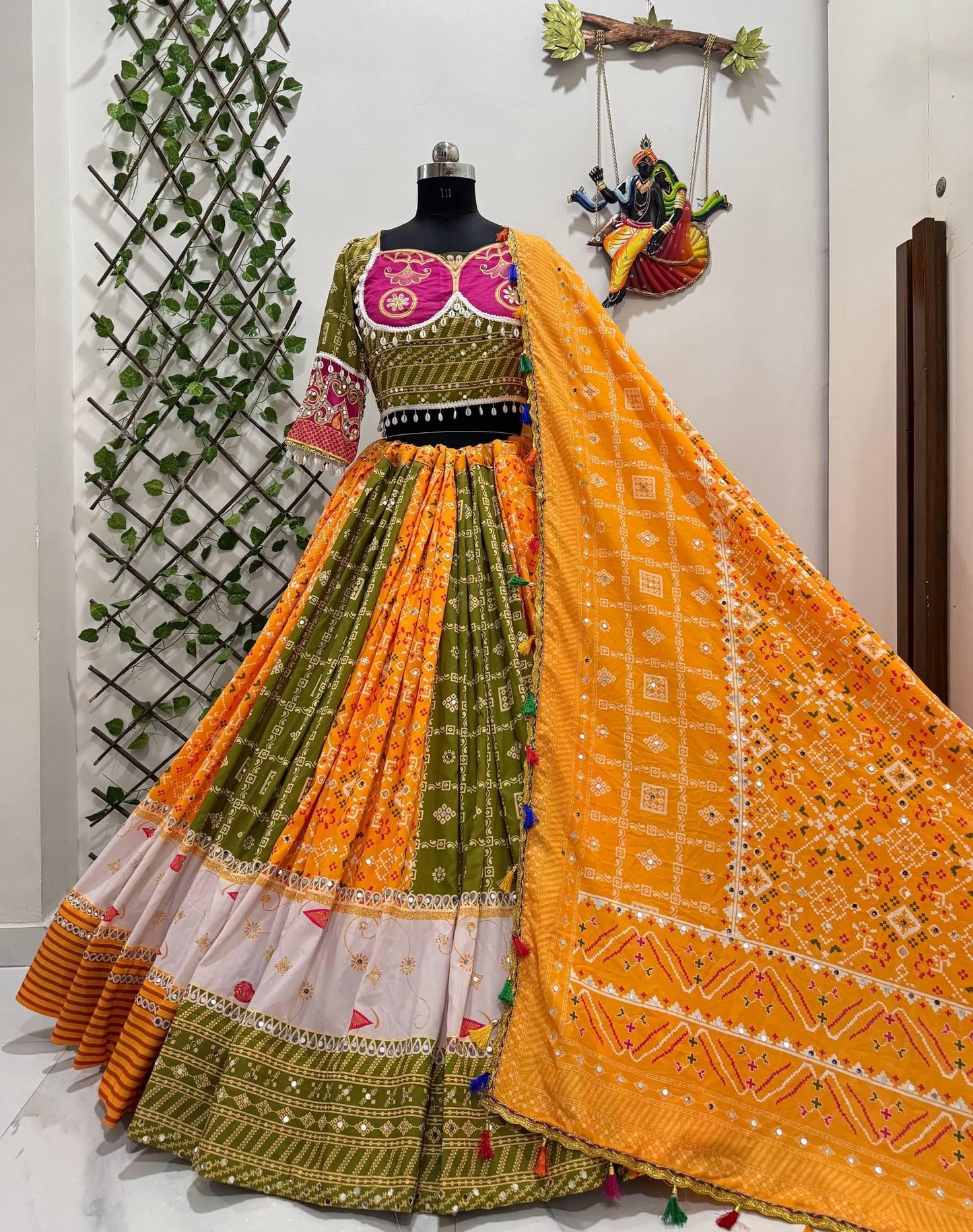 Muslin Digital Print with Mirror Work Chaniya Choli