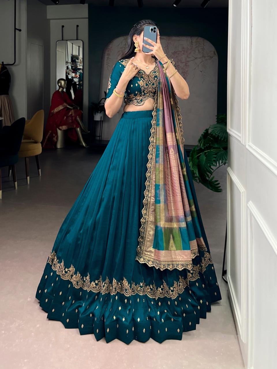 Vachitra Silk Sequence Thread Embroidery Work Designer Lehenga Choli Set