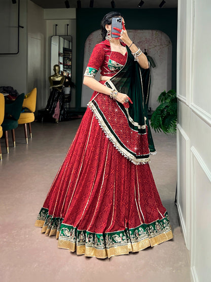 Georgette Bandhani Print Designer Chaniya Choli for Garba