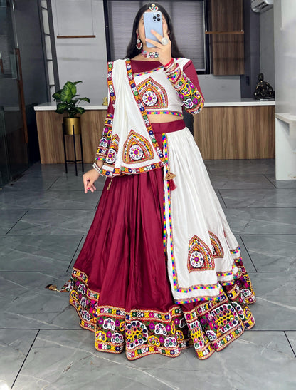 Rayon Cotton Kutchi Gamthi Work Ready Wear Navratri Special Chaniya Choli