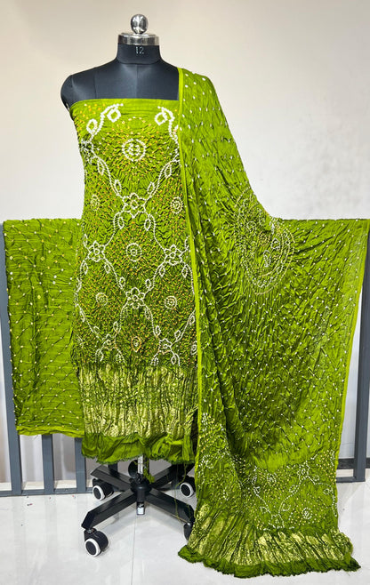 Modal Silk Authentic Hand Crafted Kutch Bandhej Dress Material