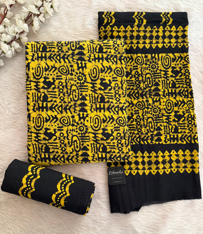 Soft Cotton Hand Blocked Batik Dress Material (Unstitched)