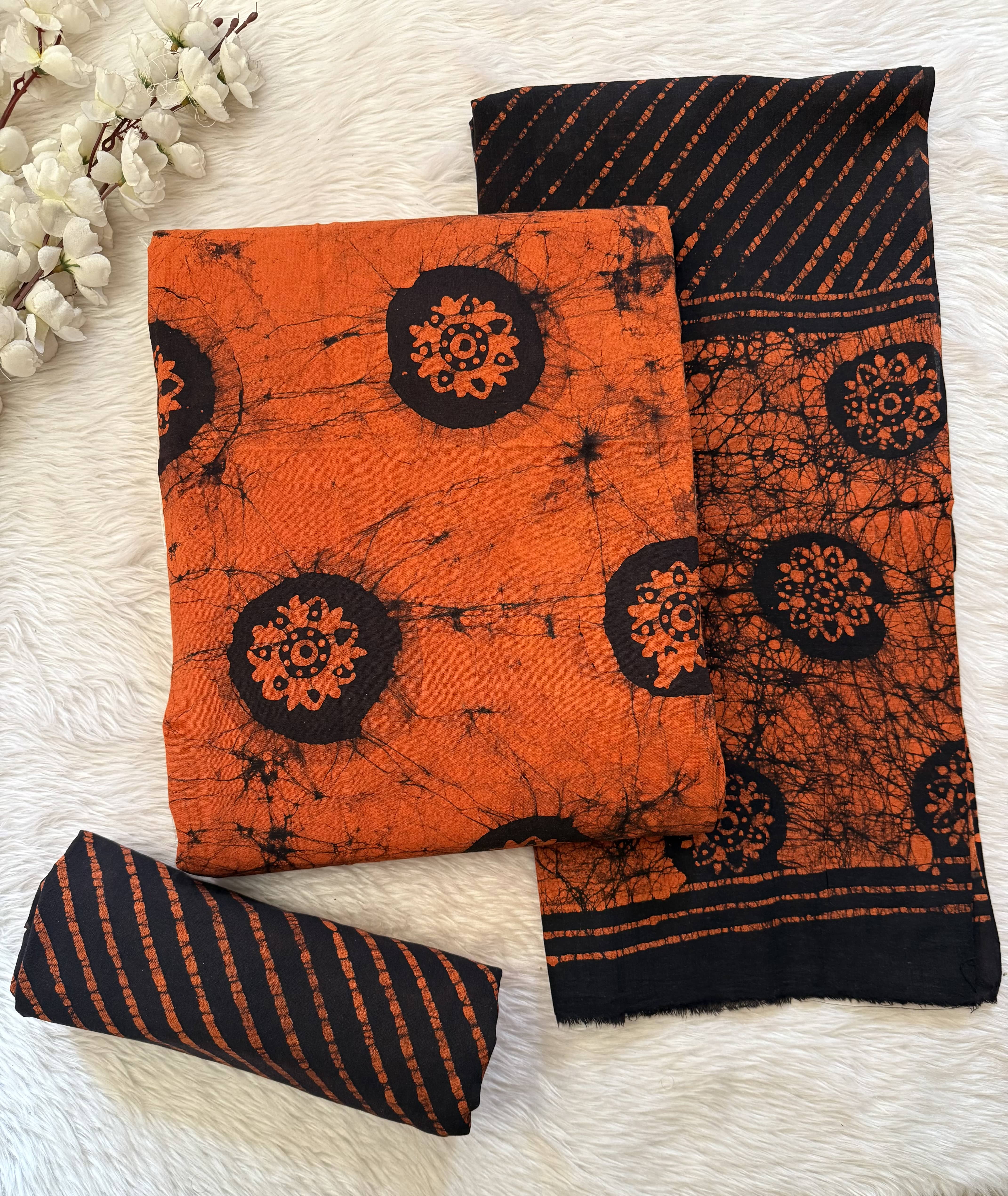 Soft Cotton Hand Blocked Batik Dress Material (Unstitched) – Ethenika.com