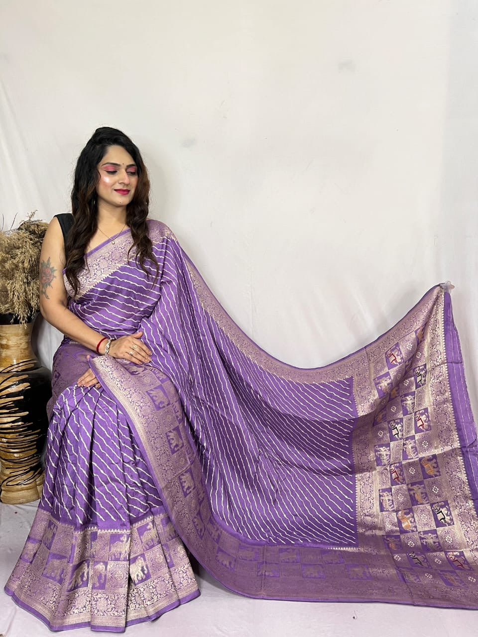 Modal Silk Leheriya Print Saree - Premium  from Ethenika.com  - Just INR 5990! Shop now at Ethenika.com 