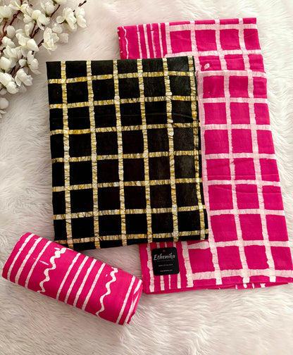 Ethenika Trending Cotton Batik Unstitched Dress Material for Summer