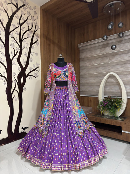 Navratri Designer Chaniya Choli | Muslin Cotton | Mirror Work | Free Size 38-44