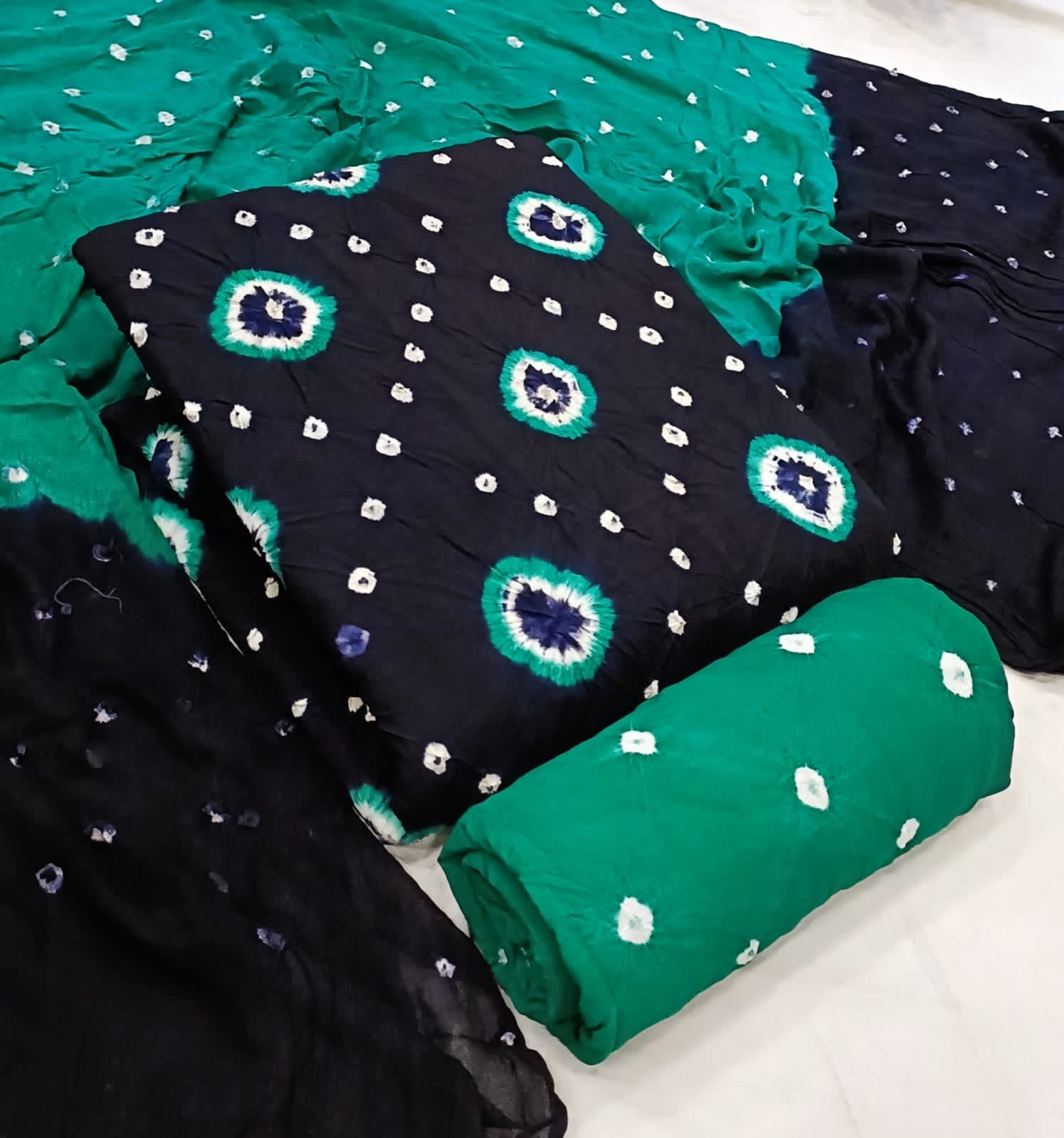 Cotton Tye and dye Bandhani Dress Material – - Main Image