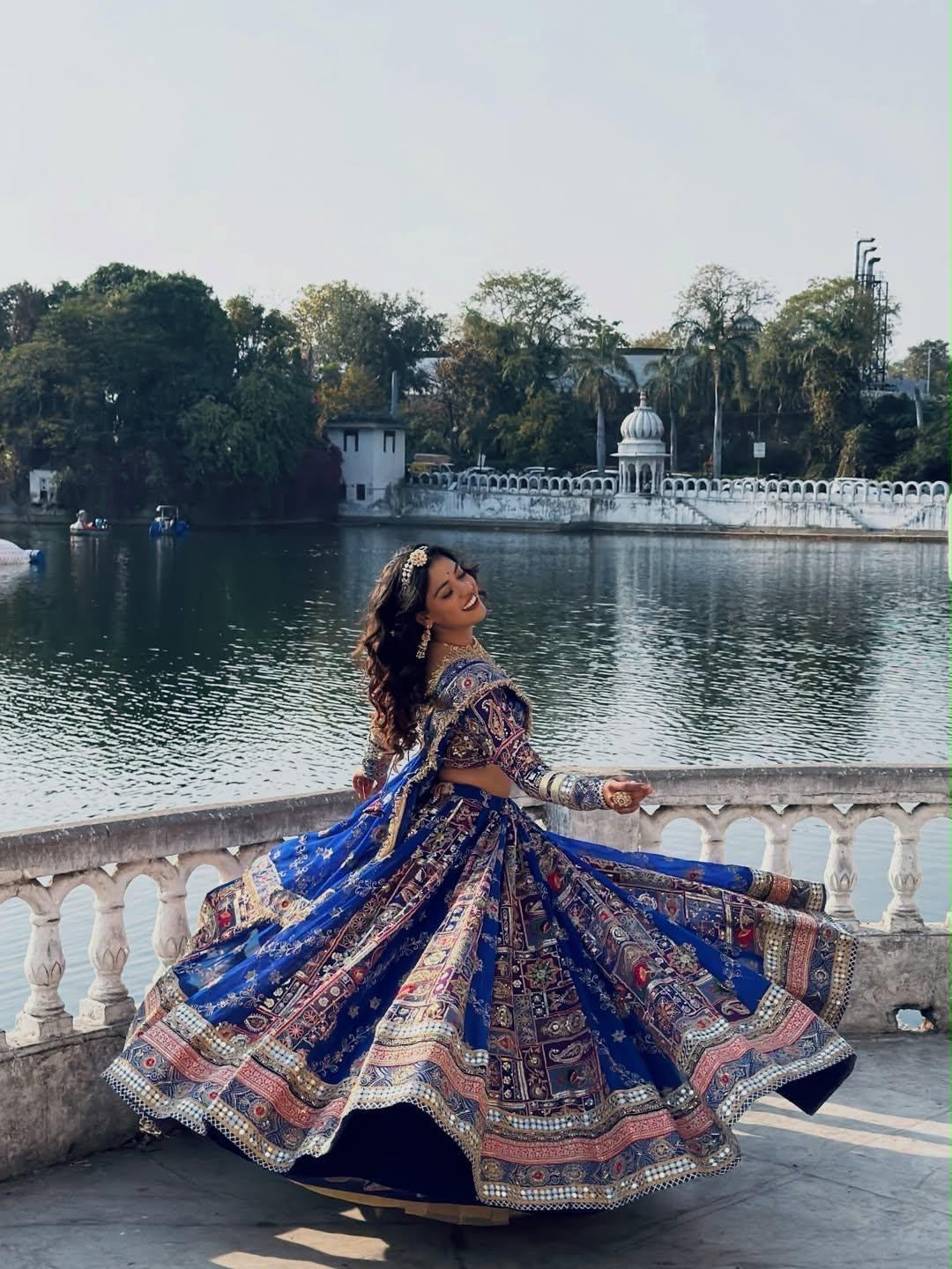 Muslin Silk Digital Print with Mirror Work Designer Chaniya Choli