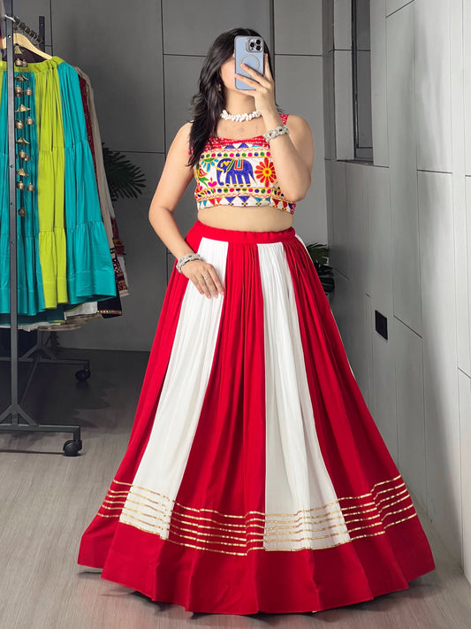 Red White Gota Patti Chaniya Choli | Navratri Garba Wear