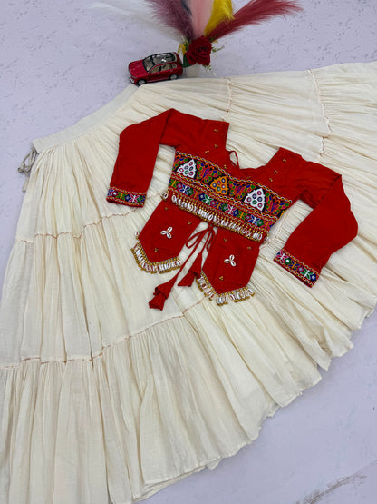 Pure Cotton Kodi Gamthi Hand Embroidered Designer Lehenga Choli - 9 Meter Flair