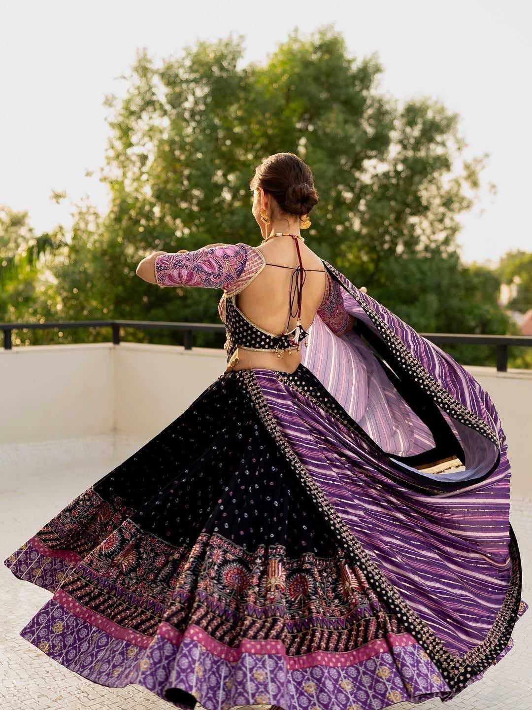 Muslin Silk Mirror Work Designer Chaniya Choli for Navratri