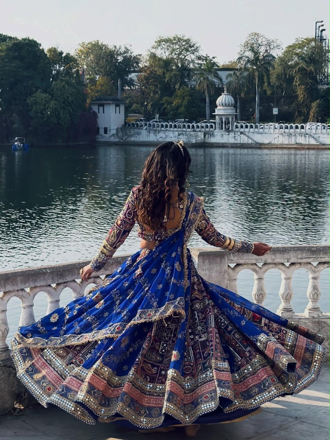 Muslin Silk Digital Print with Mirror Work Designer Chaniya Choli