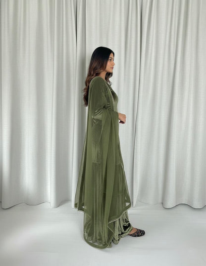 Ethenika Ready Wear Velvet Kurti Sharara Dupatta Set