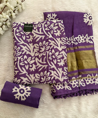 Gaji Silk Hand Blocked Batik Dress Material