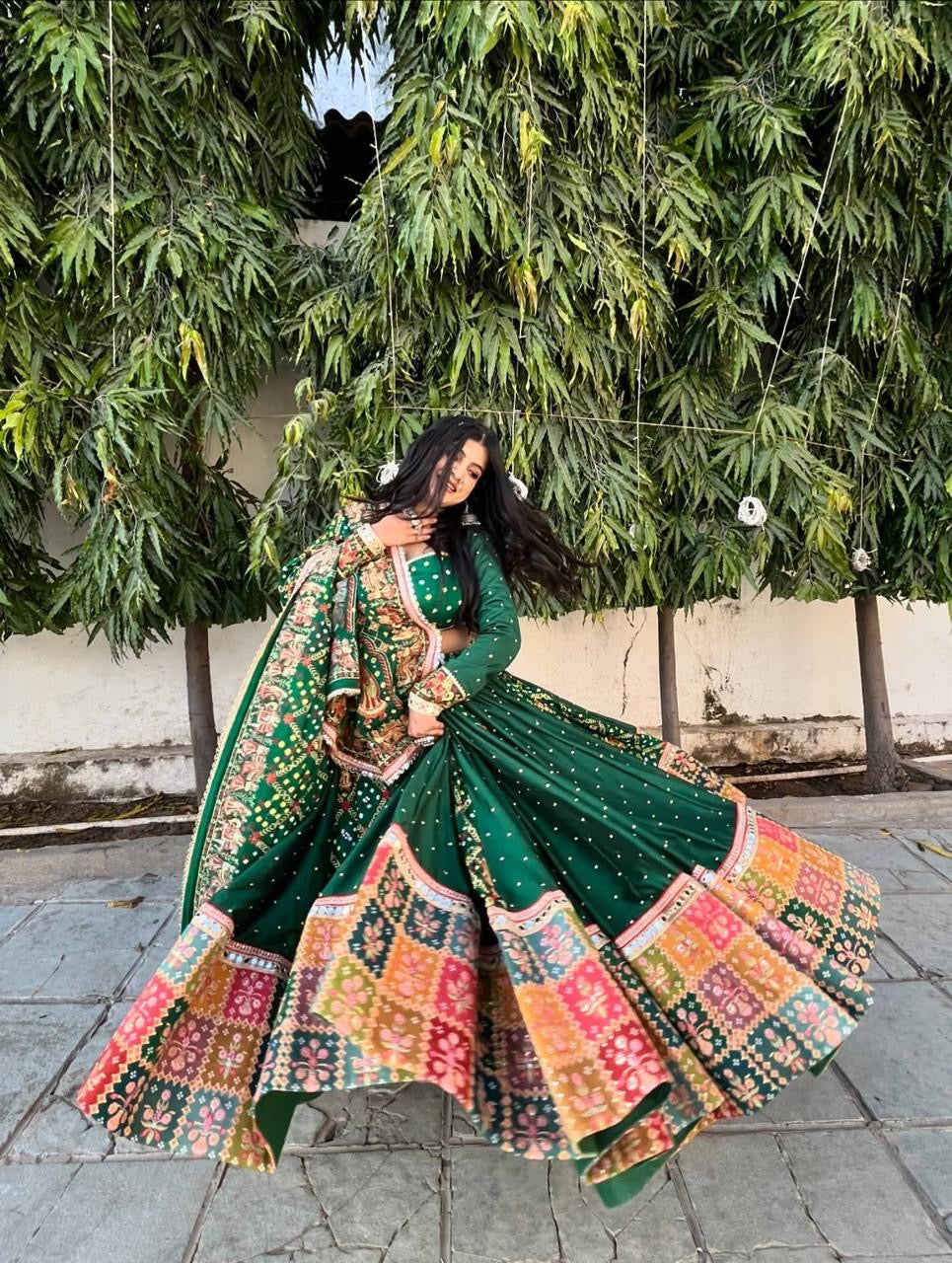 Muslin Cotton Lehenga - Fabric Detail and Design Close-up
