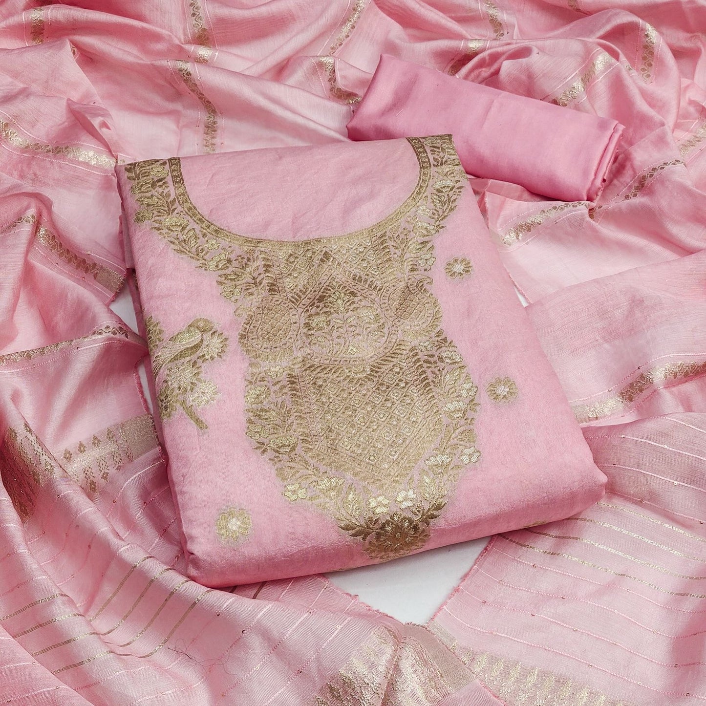 Banarsi Jeckard Weaving Summer Salwar Suit Material (Unstitched)