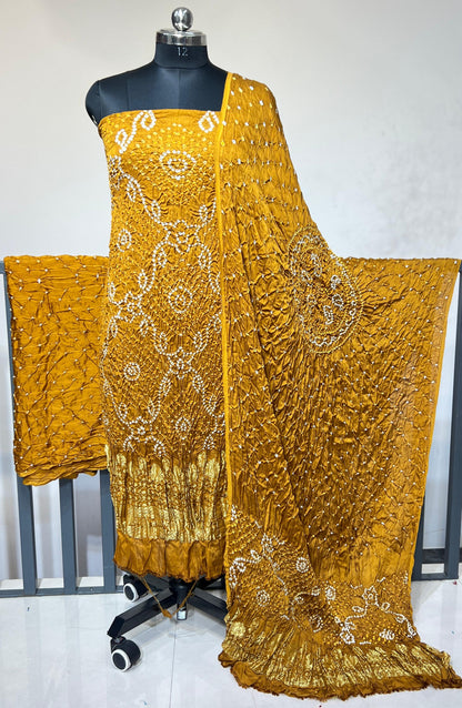 Modal Silk Authentic Hand Crafted Kutch Bandhej Dress Material