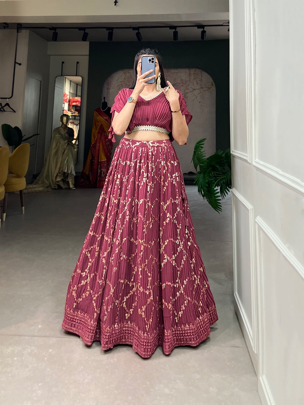 Faux Georgette Sequence Embroidery work Lehenga Choli - Premium  from Ethenika.com  - Just INR 3490! Shop now at Ethenika.com 