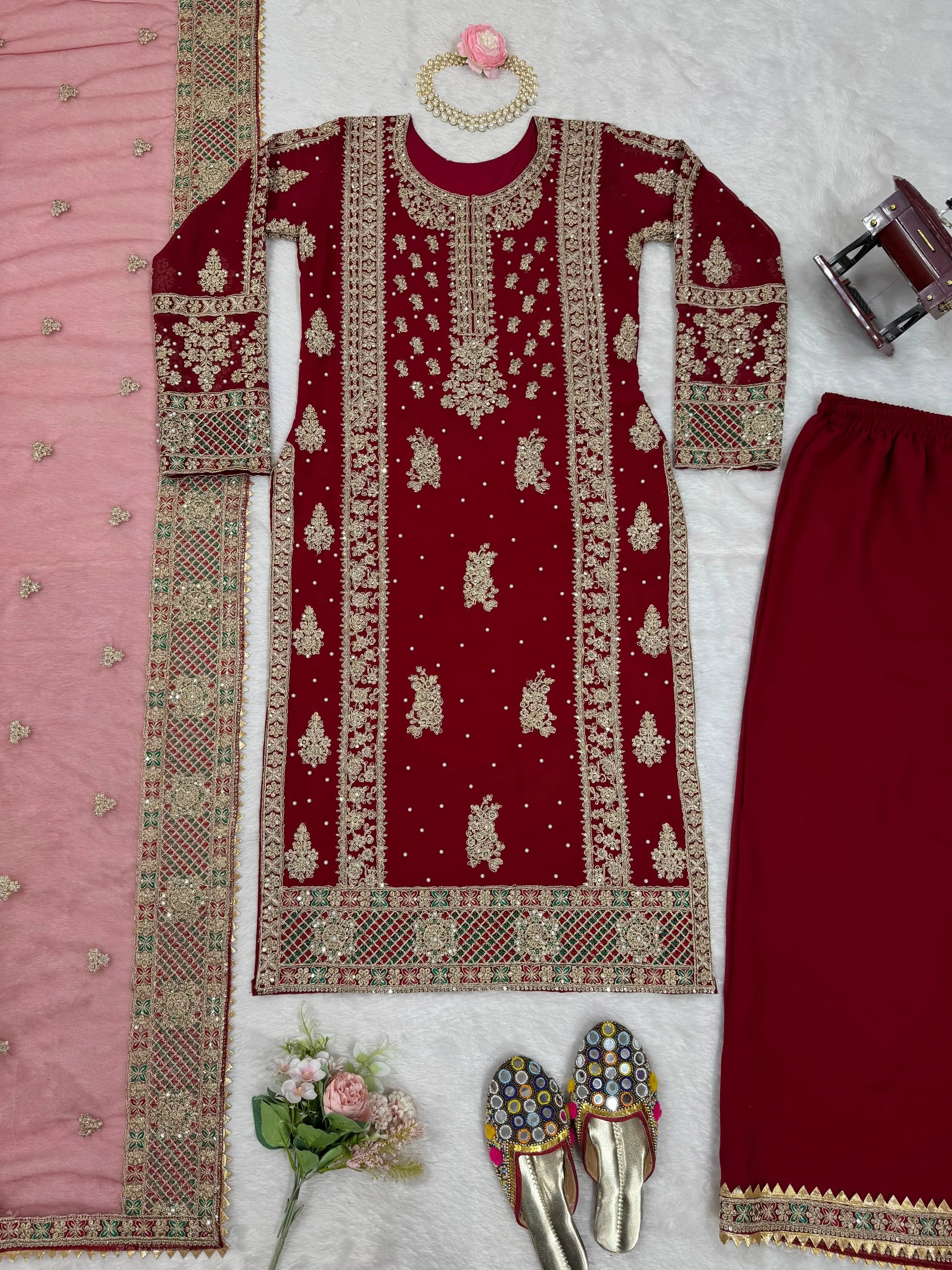 Faux Georgette Moti Work with Thread Embroidery Pakistani Suit (Ready To Wear) - Premium  from Ethenika.com  - Just INR 4990! Shop now at Ethenika.com 