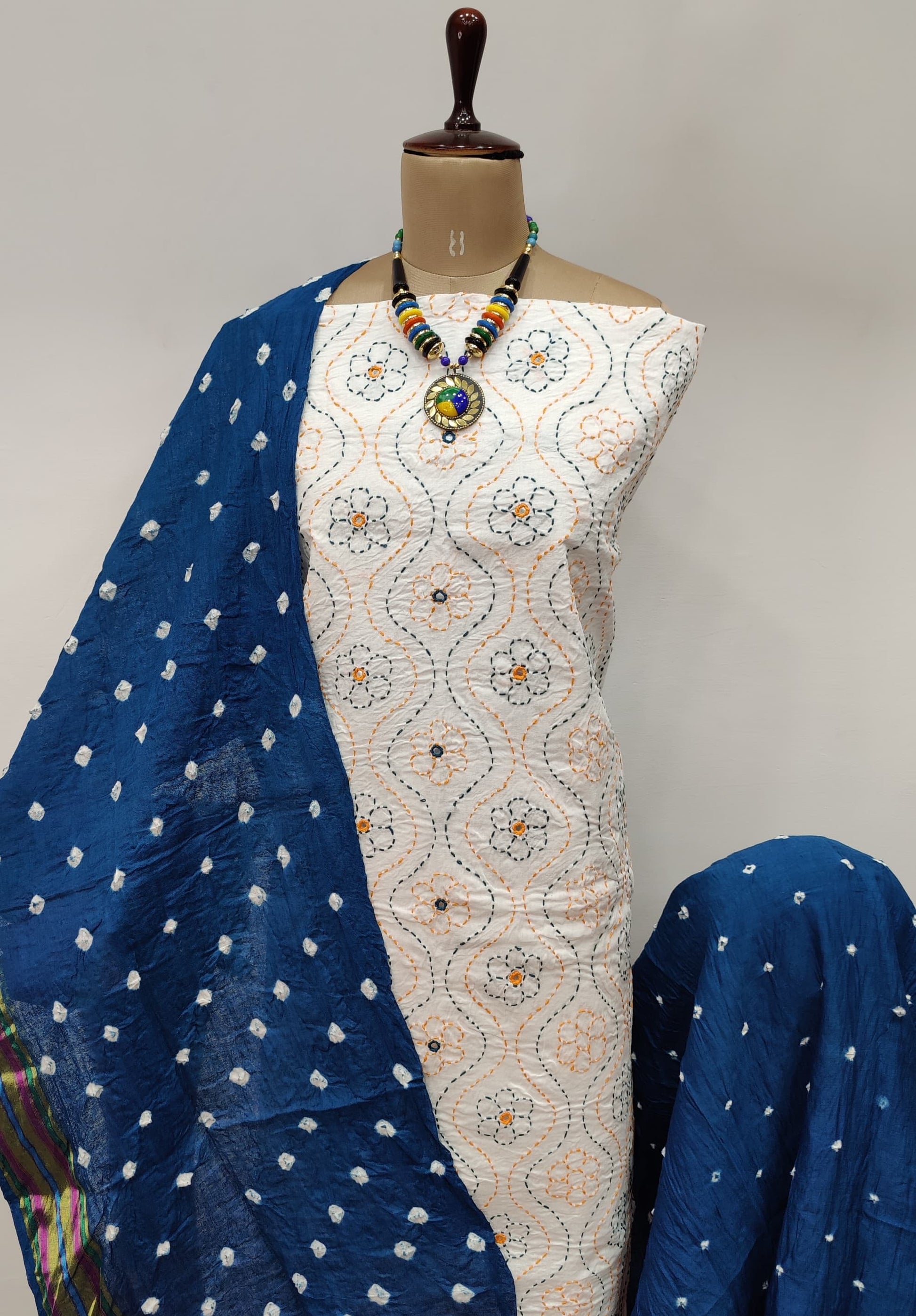 Cotton Thread Embroidery work Bandhani Dress Material - Premium  from Ethenika.com  - Just INR 1790! Shop now at Ethenika.com 