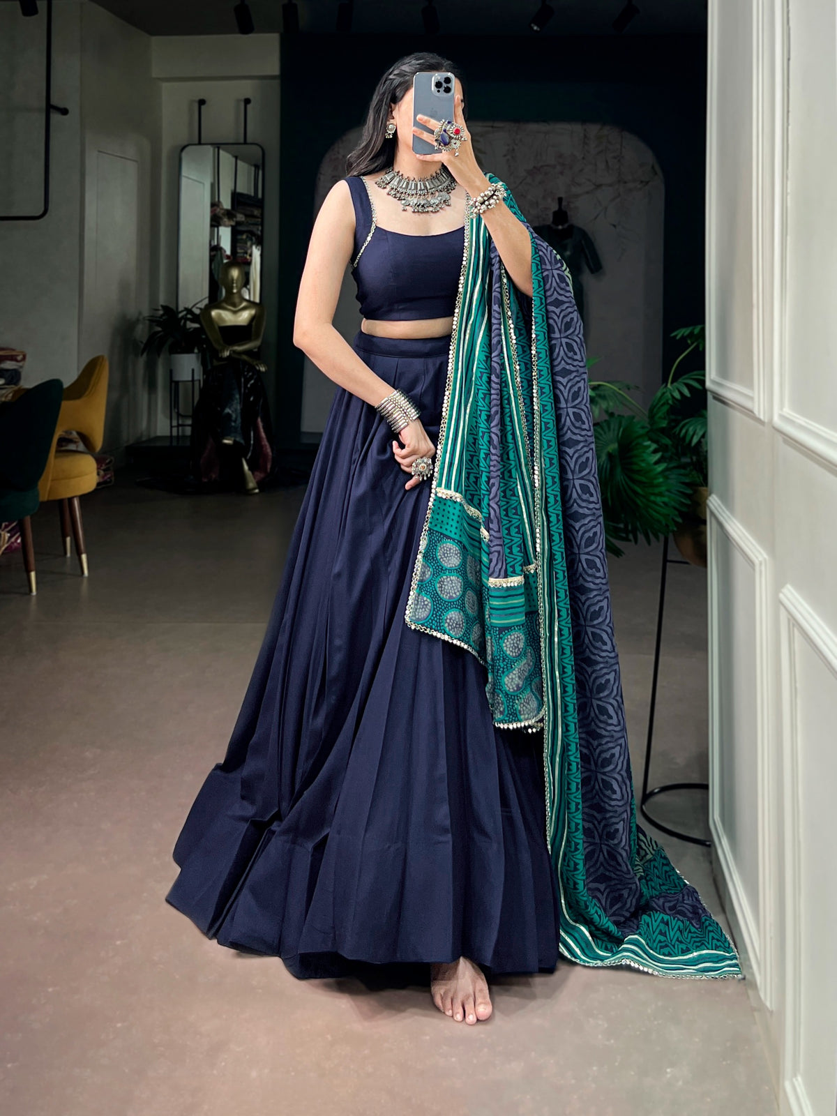 Rayon Mirror Lace Work Chaniya Choli | Navratri Garba Wear