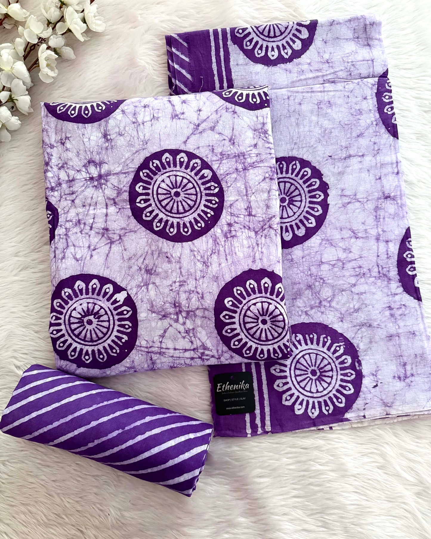 Ethenika Trending Cotton Batik Unstitched Dress Material for Summer