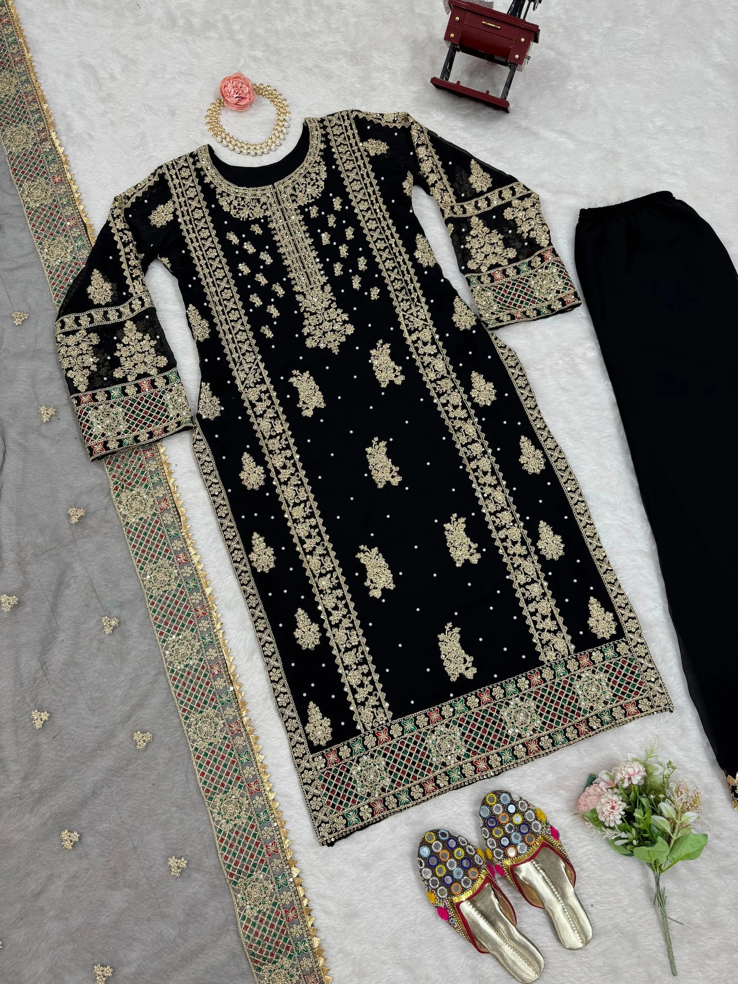 Faux Georgette Moti Work with Thread Embroidery Pakistani Suit (Ready To Wear) - Premium  from Ethenika.com  - Just INR 4990! Shop now at Ethenika.com 