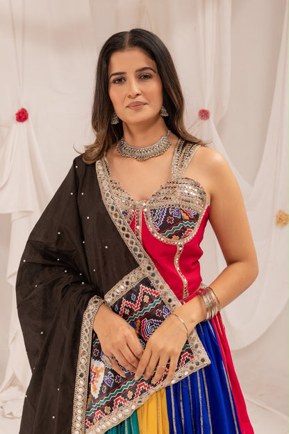 Rayon Multicolor Patola Print Chaniya Choli | Navratri Garba Wear
