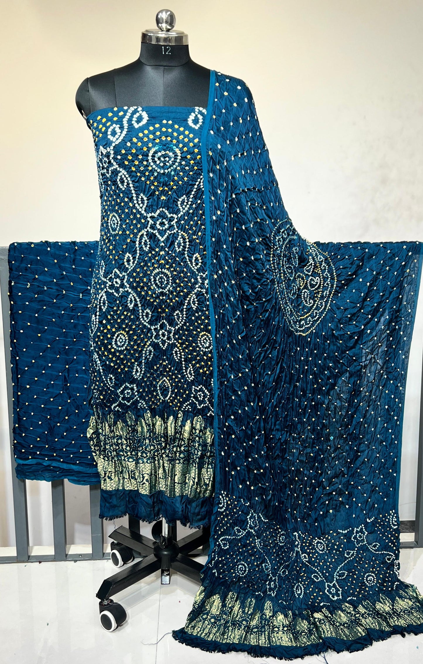 Modal Silk Authentic Hand Crafted Kutch Bandhej Dress Material