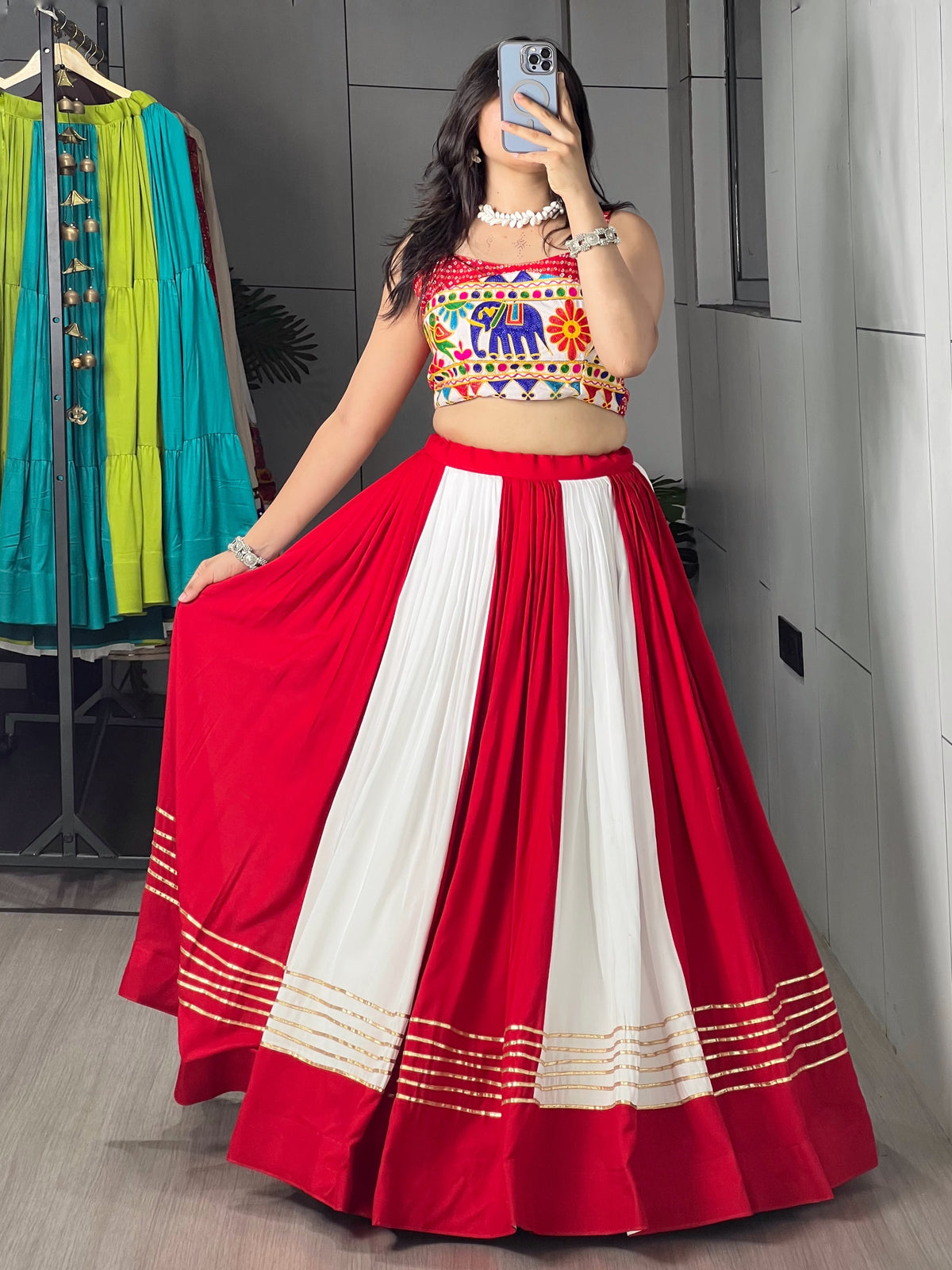 Red White Gota Patti Chaniya Choli | Navratri Garba Wear