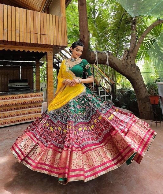 Muslin Cotton Digital Print mirror work Navratri Garba Special Chaniya Choli