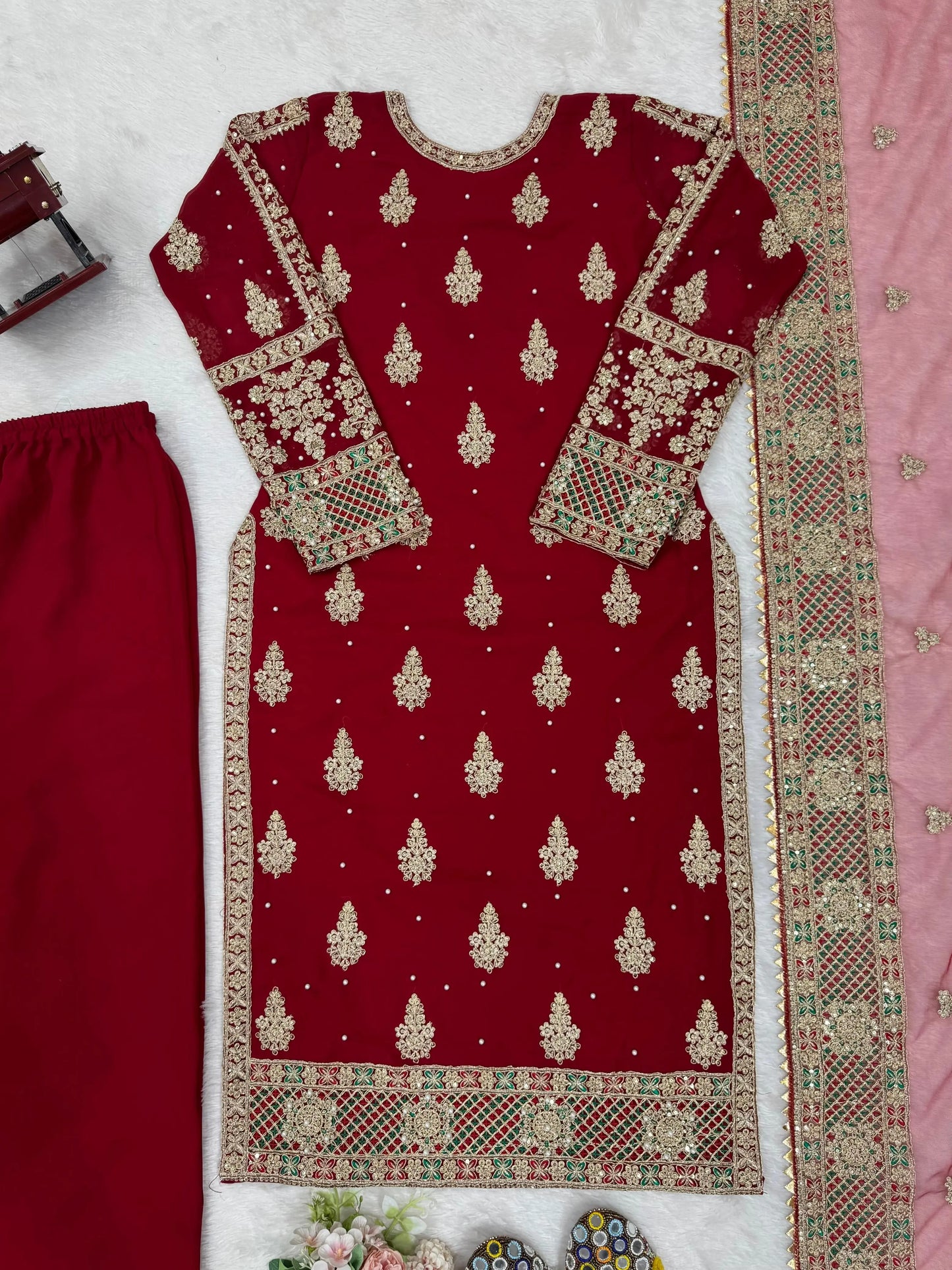 Faux Georgette Moti Work with Thread Embroidery Pakistani Suit (Ready To Wear) - Premium  from Ethenika.com  - Just INR 4990! Shop now at Ethenika.com 