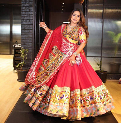 Muslin Cotton Chaniya Choli Set | Digital Print | Mirror Work | Lehenga Dupatta