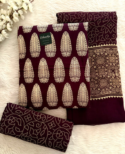 Cotton Ajrakh Print Work Elegant Concept Dress Material (Unstitched)