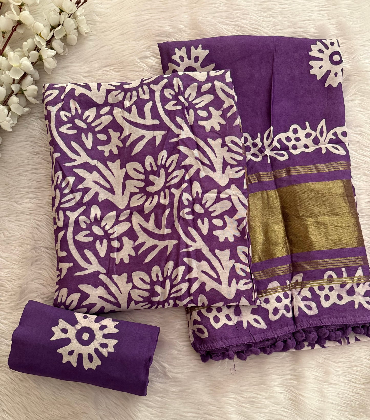 Gaji Silk Hand Blocked Batik Dress Material