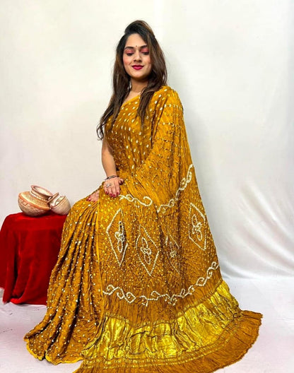 Modal Silk Bandhej Work Bandhani Saree