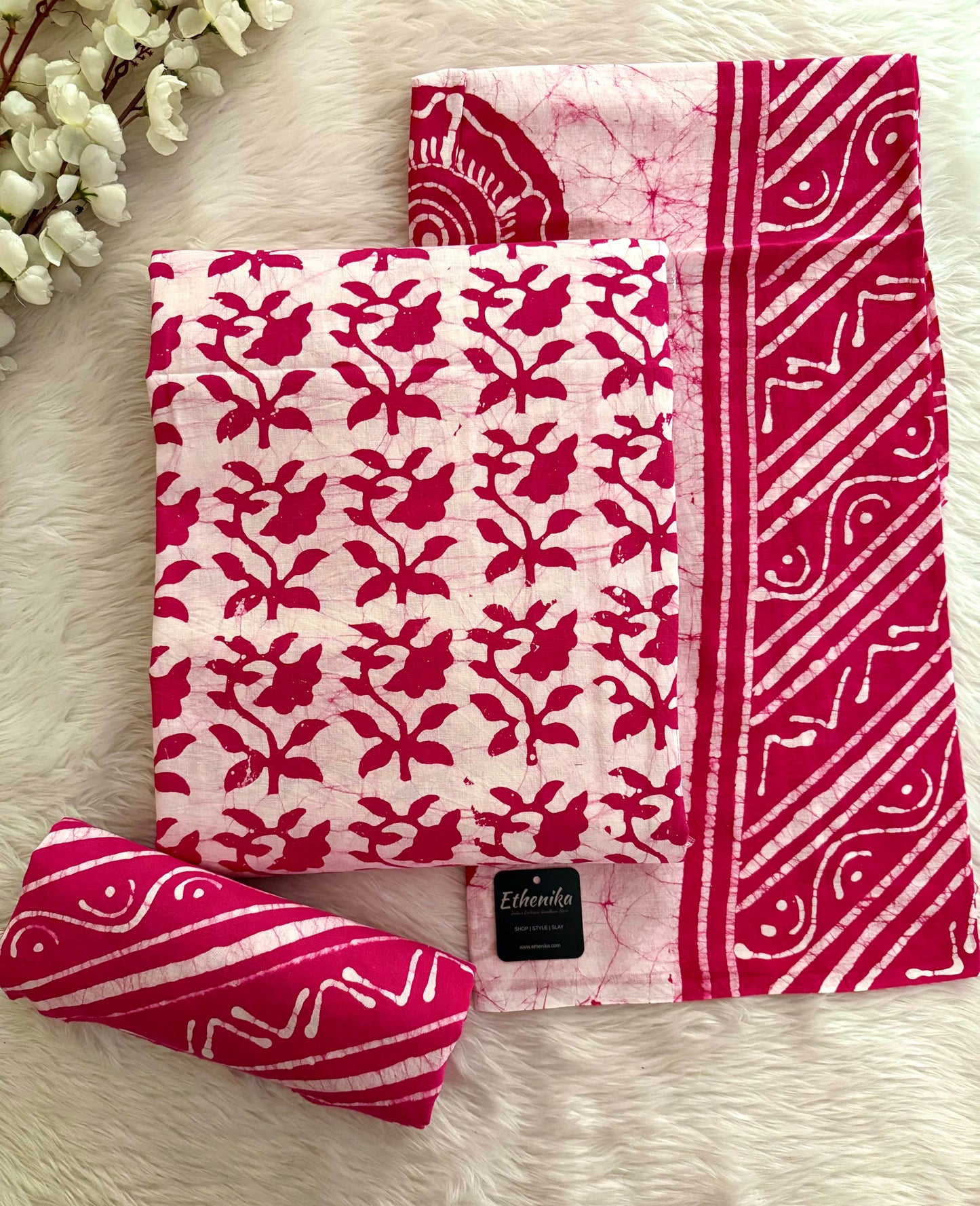 Ethenika Trending Cotton Batik Unstitched Dress Material for Summer