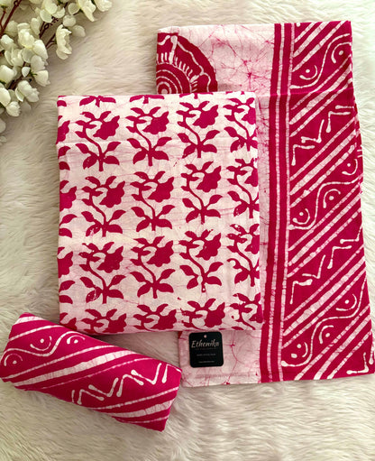 Ethenika Trending Cotton Batik Unstitched Dress Material for Summer