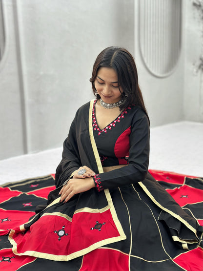 Pure Cotton Mirror Work Designer Chaniya Choli