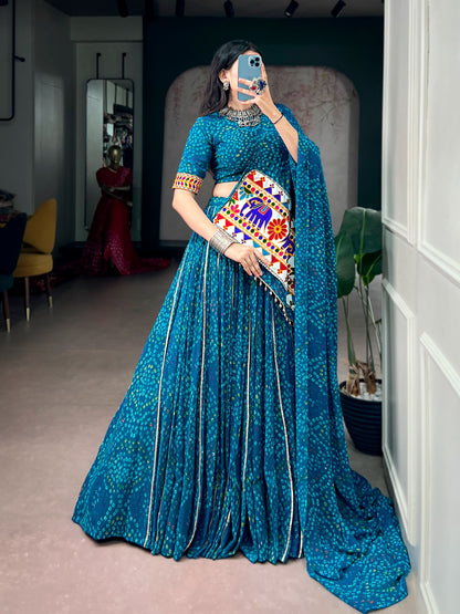 Georgette Gamthi Work Bandhani Chaniya Choli (Ready to Wear)